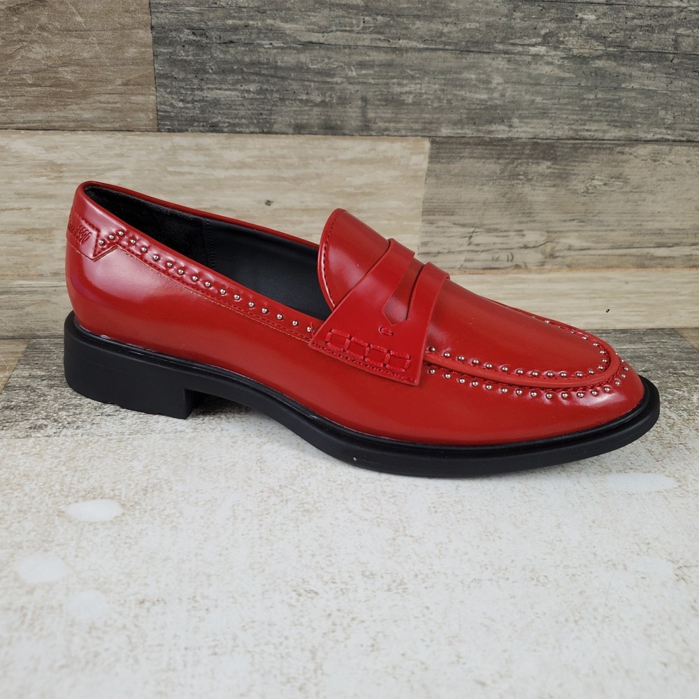 Sarto Franco Sarto Eden Womens Loafers Sz 5 M Crimson Red Studded Slip On Shoes